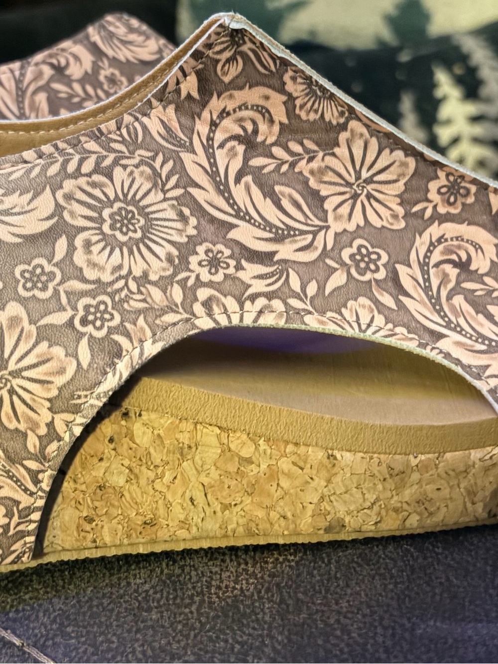 Floral Print Cork Platform Wedge Sandals Cutout Slingback NEW/NEVER WORN
